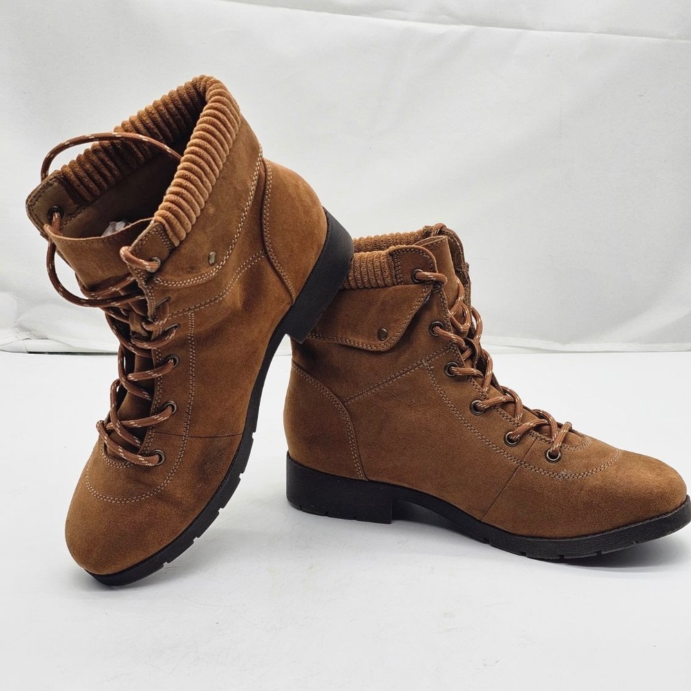 St John Bay Yumma Ankle Boots Women 10W Stylist Honey Brown Knit